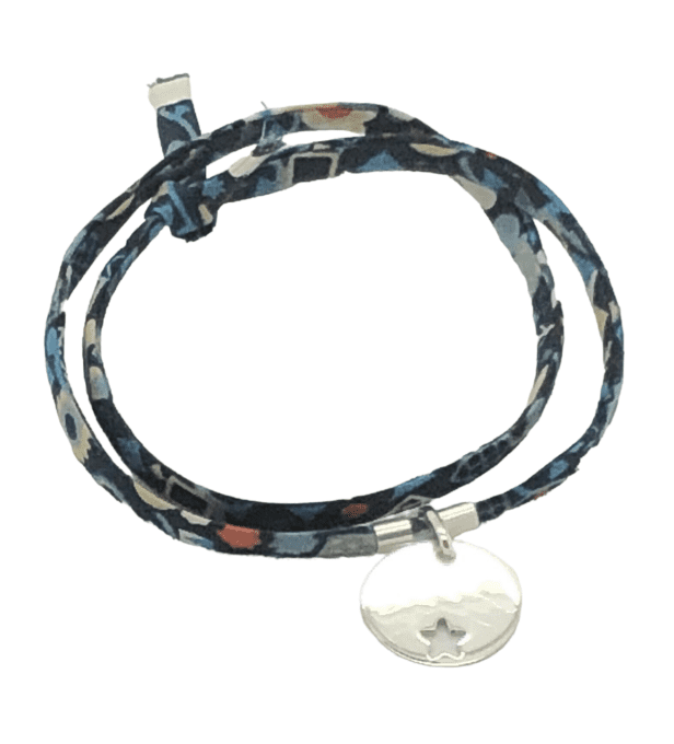 Bracelet Liberty  médaille ronde 15 mm étoile argent 925   