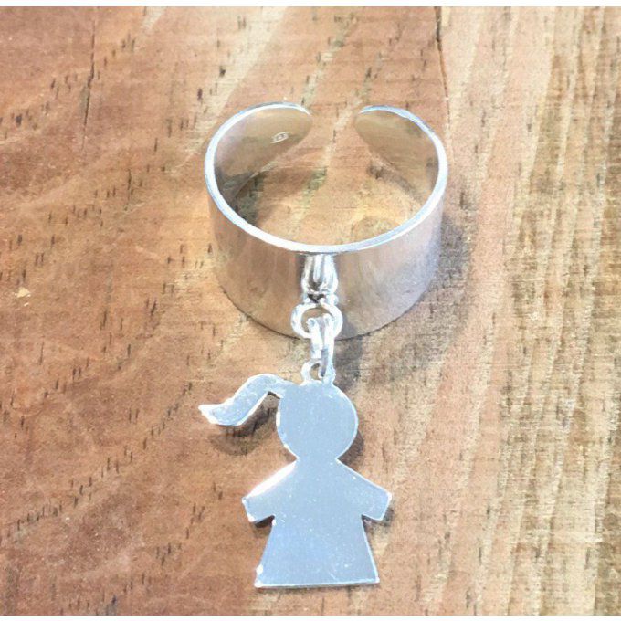 Bague argent 925 silhouette fillette